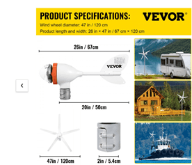 kit éolienne VEVOR à 5 pales